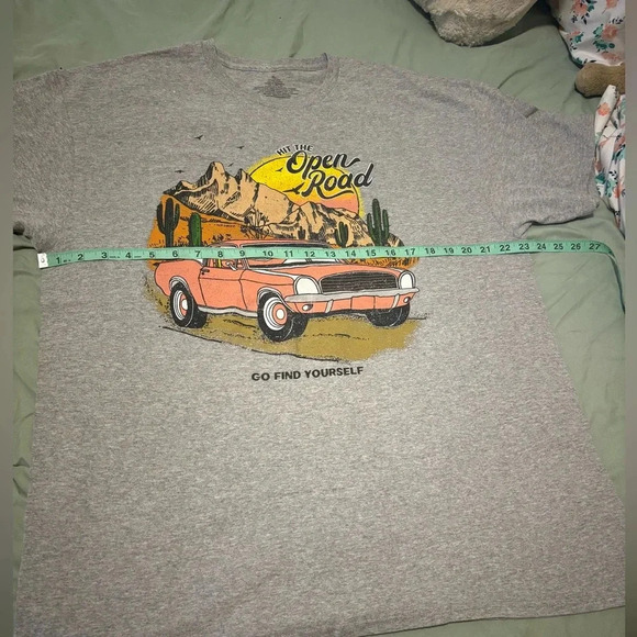 Men's T Shirt Hit The Open Road And Find Yourself Tee Grey Heather XL - Picture 3 of 7